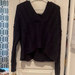 Dark blue oversized v-neck sweater